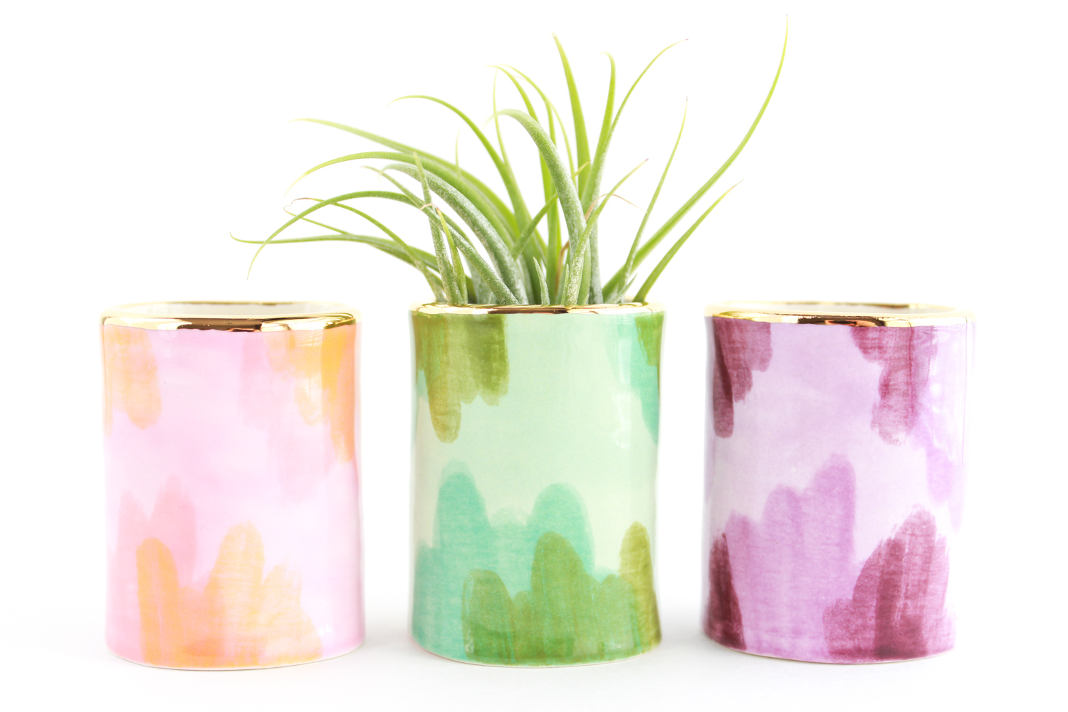 Gold Rimmed Abstract Mini Vases