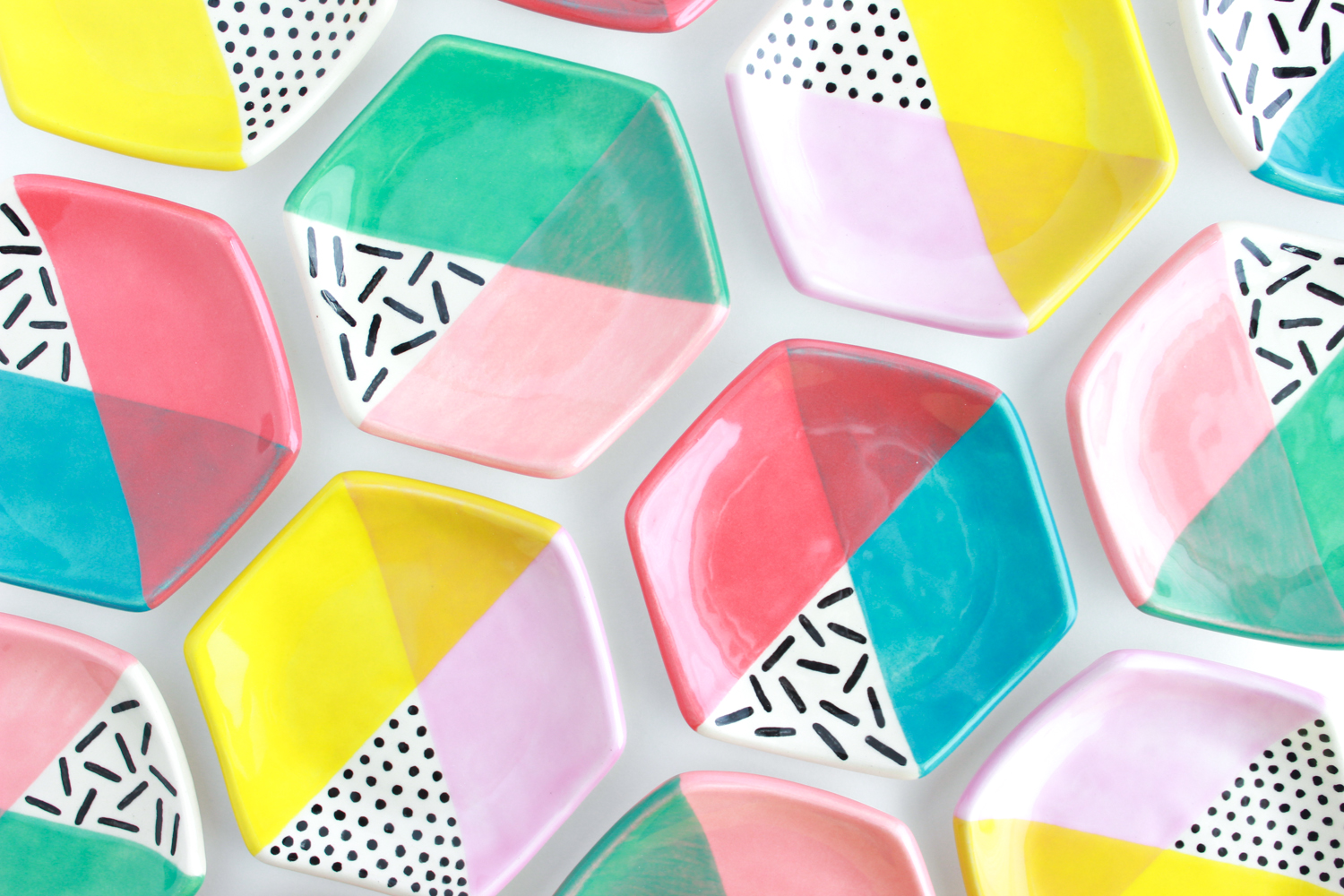 Hexagon Color Block Ring Dishes