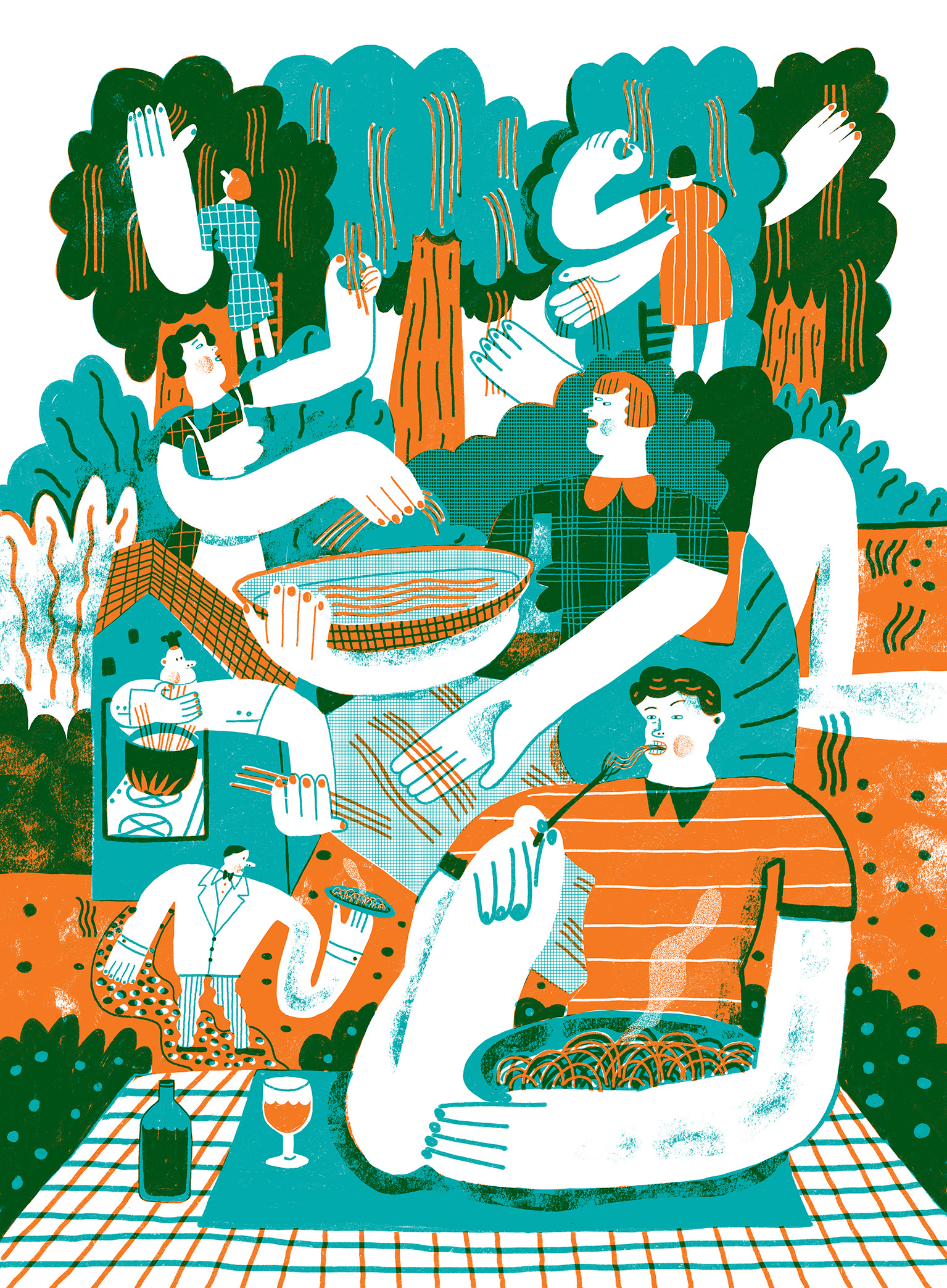 Spaghetti Harvest illo for Pelo magazine